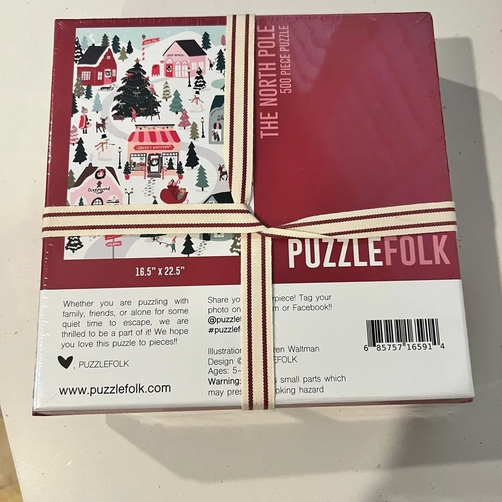 NWT Puzzlefolk North Pole Christmas Puzzle 500 Piece Holiday Winter Village Gift